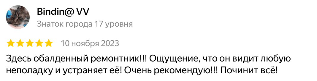 Отзыв Bindin@ VV — скриншот Яндекс.Карт